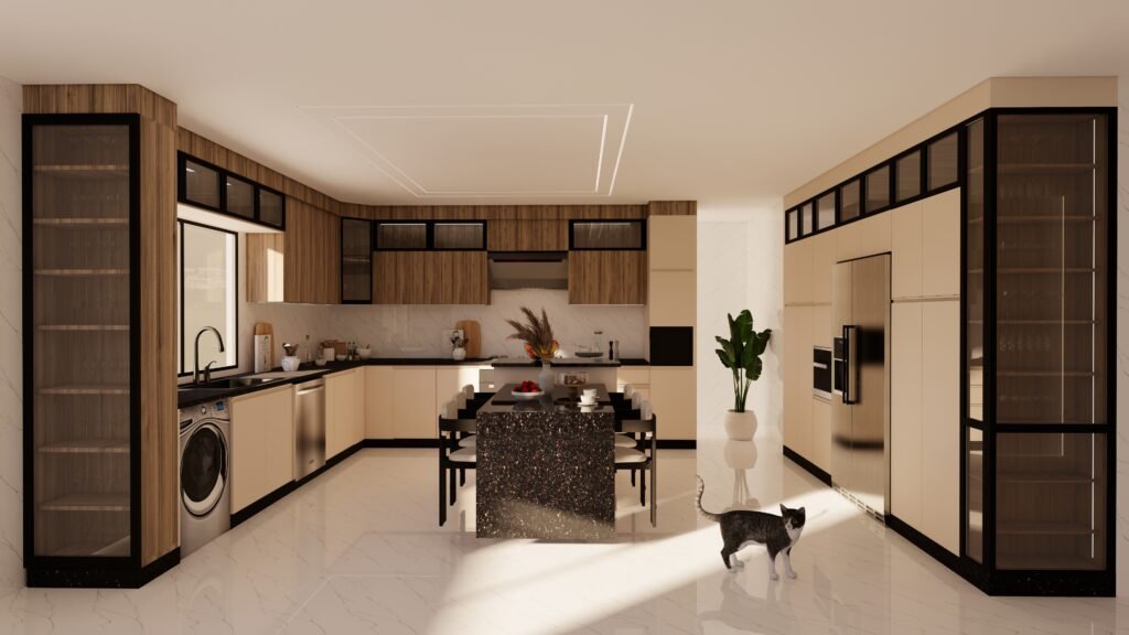Modern kitchen with sleek design features.